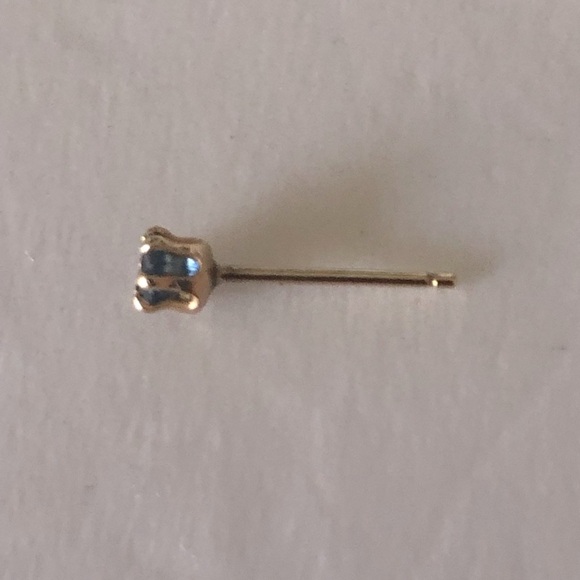 14K Solid Gold, Sapphire Dainty Stud Earring. - Picture 3 of 12